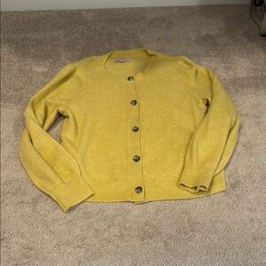 Yellow Button-Up Women's Sweater
